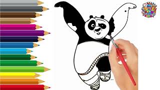 Coloring Kung Fu Panda Po! 🐼💥 | Fun Drawing for Kids#kids