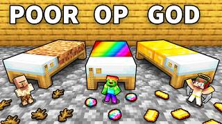 Mikey vs JJ vs Villager: POOR vs OP vs GOD HOUSE INSIDE BED in Minecraft (Maizen)