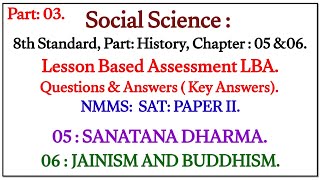 8th LBA SS 5 Santana Dharma. 6 Jainism and Buddhism. Lesson Based Assessment Questions and Answers