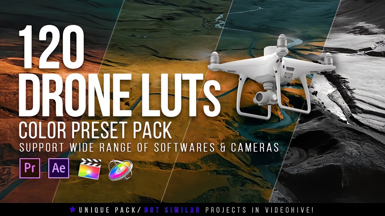 120 Cinematic Drone LUTs Color Presets Pack
