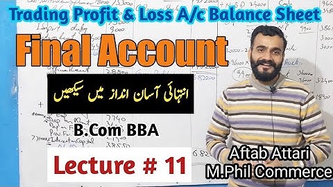 final account #11 | final account b.com | trading profit and loss account  | financial accounting