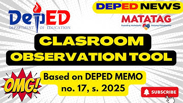 COT Classroom Observation Tool 2024 2025 Based on PMES Deped Memo no. 17 s. 2025