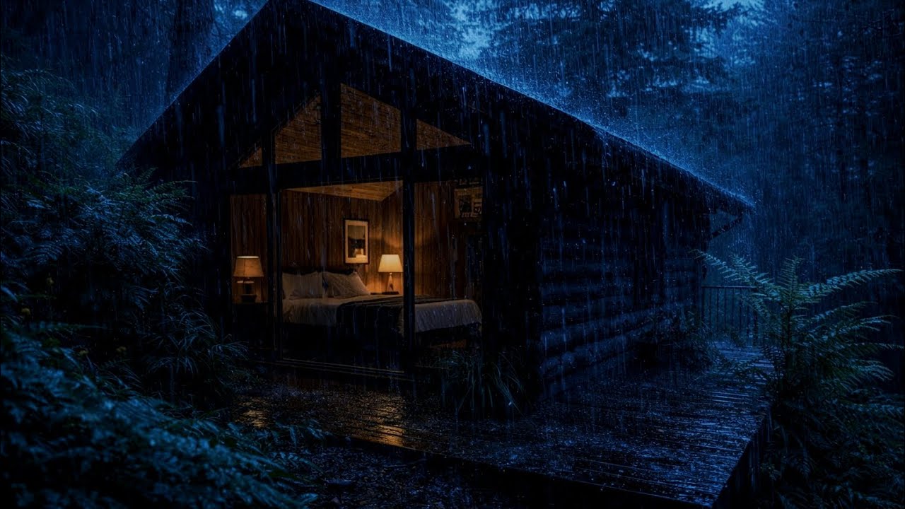 Relaxing Rainfall in a Forest Cabin | Deep Sleep & Stress Relief 🌧️
