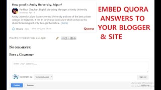 HOW TO EMBED QUORA ANSWERS TO YOUR BLOGGER POSTS | EXPLAINED IN HINDI | screenshot 1