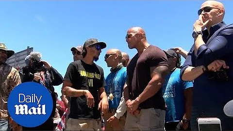 The Rock makes surprise appearance at telescope protest in Hawaii