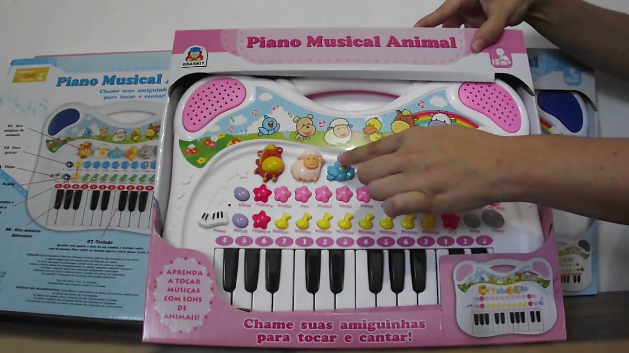 Piano Musical Infantil Animal Rosa - Braskit