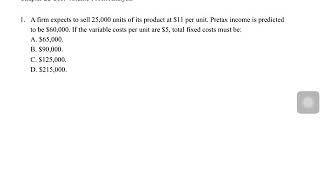 Problem and solution for Cost-Volume-Profit Analysis (1)