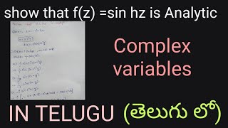 Analytic function numerical problem in Telugu-B-TECH, degree,BSC- M4,MATHS IN Telugu Wealth