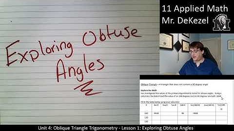 4.1 Exploring Obtuse Angles - 11 Applied Math