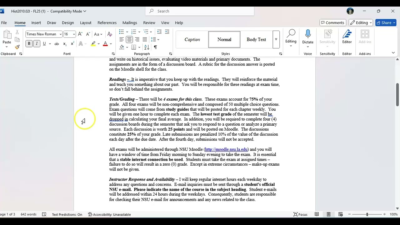 HIST 2010 Internet Fall 2025