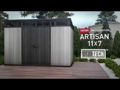 Abri de jardin en résine Keter 6 m² monopente anthracite – Cortina 97