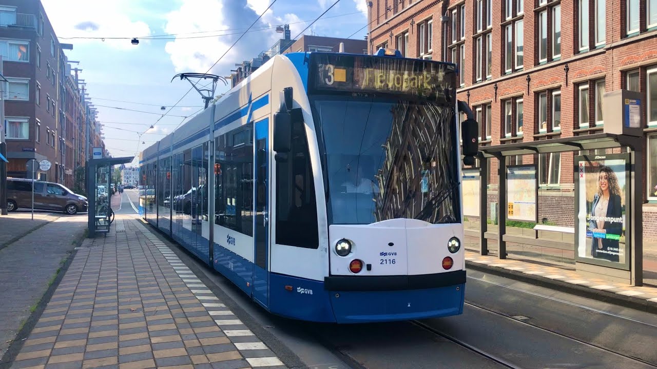 Звук отъезжающего и прибывающего трамвая в солнечный амстердамский день / Трамвай Siemens Combinos
