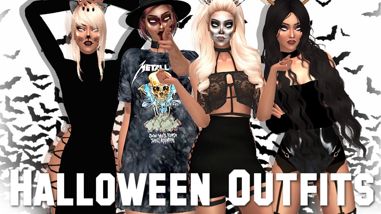 The Sims 4: Create A Sim | 4 Halloween Outfits + FULL CC LIST! - YouTube