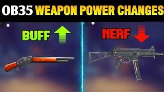 Weapon Balancing Adjustments  New Ob35 Update  Garena Free Fire