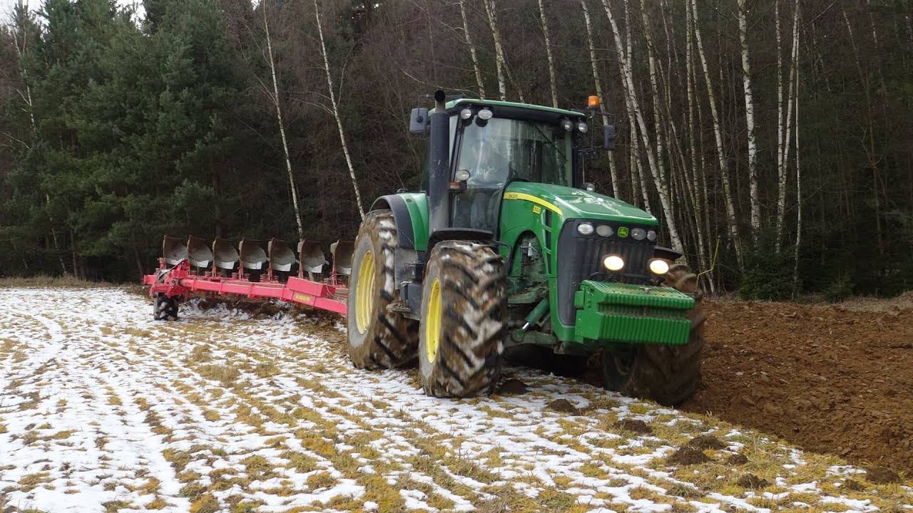 JOHN DEERE 8330 + ORION 180 - 9 FURROW.PLOWING IN THE WIND.ZIMNÍ ORBA