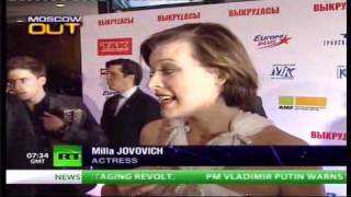 Milla Jovovich speaking Russian (loudly over-dubbed in English apologies)