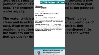 Complaint Letter for Polluted Water Supply