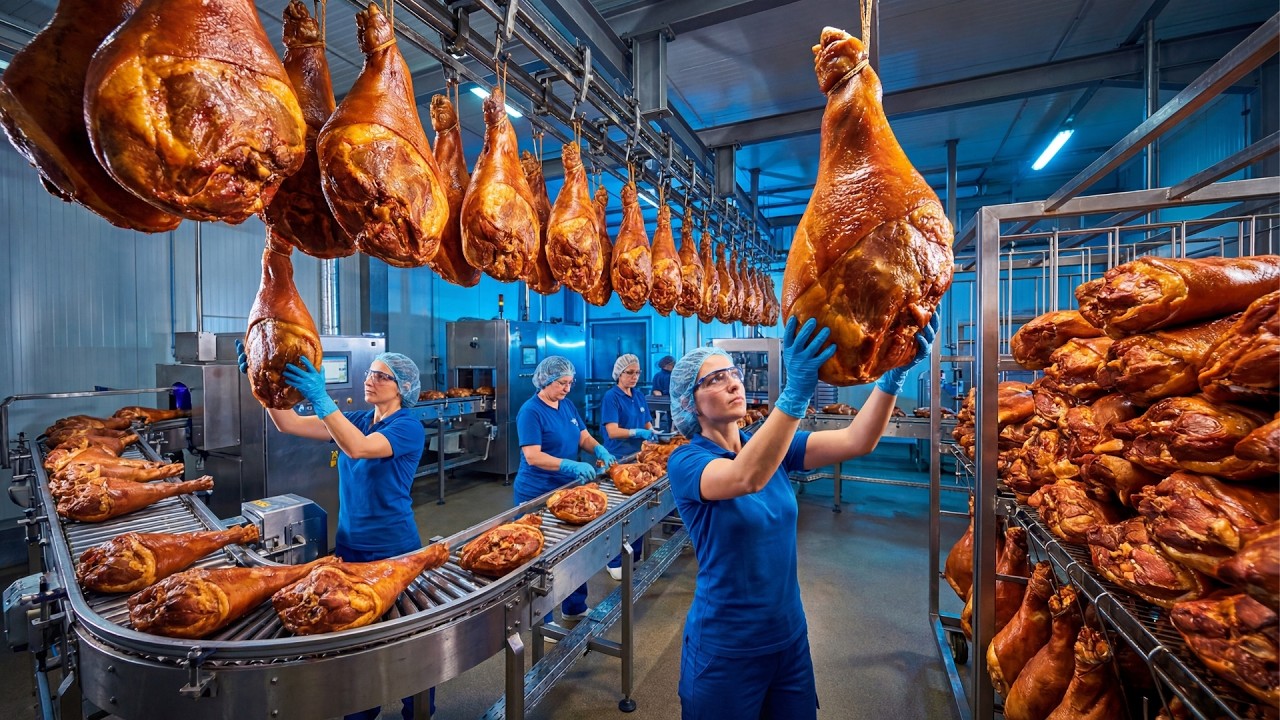 За кулисами лучшей в мире фабрики по производству копченой свиной ноги — полный процесс.