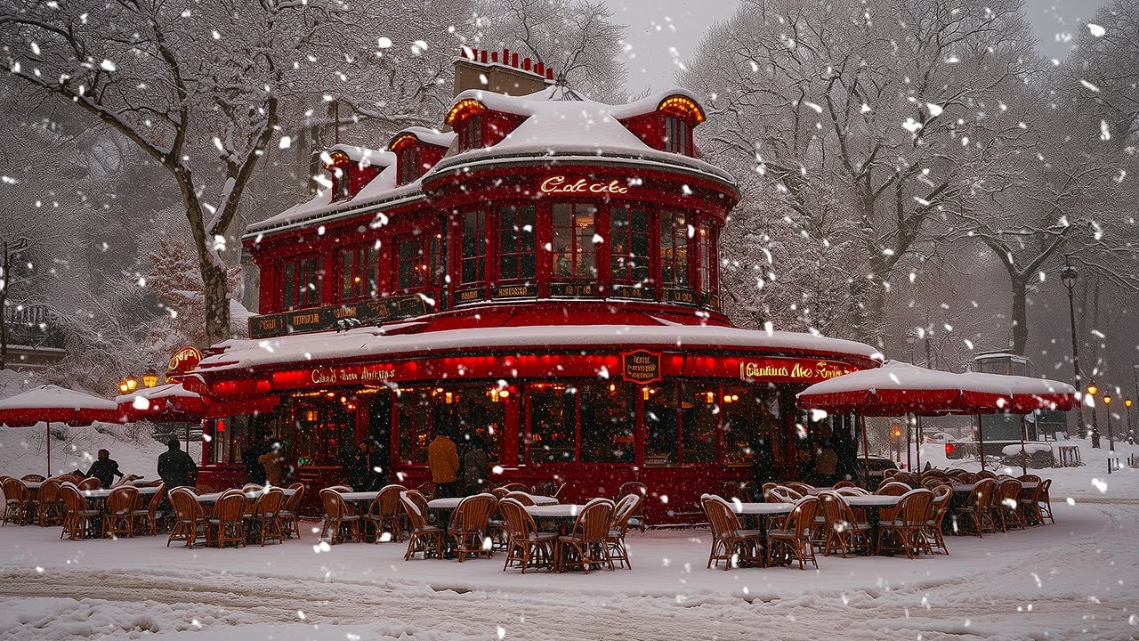 Зимний пейзаж ~ Расслабляющее и умиротворяющее место | Насладитесь кофе под нежный джаз