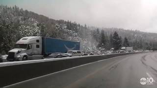 Huge backup on I-80 eastbound near Alta because of snow | RAW