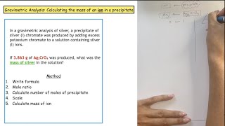 Gravimetric Analysis finding the mass of ion in a precipitate | Lesson 3 | AH Researching Chemistry