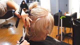 ANTI AGE HAIRCUT - RAZORED PIXIE SHAGGY CUT WITH BALAYAGE