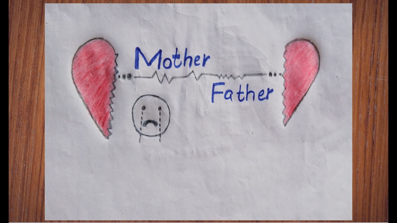 Easy drawing mother Father and heart drawing|sketch by Atizaz|beautiful ...