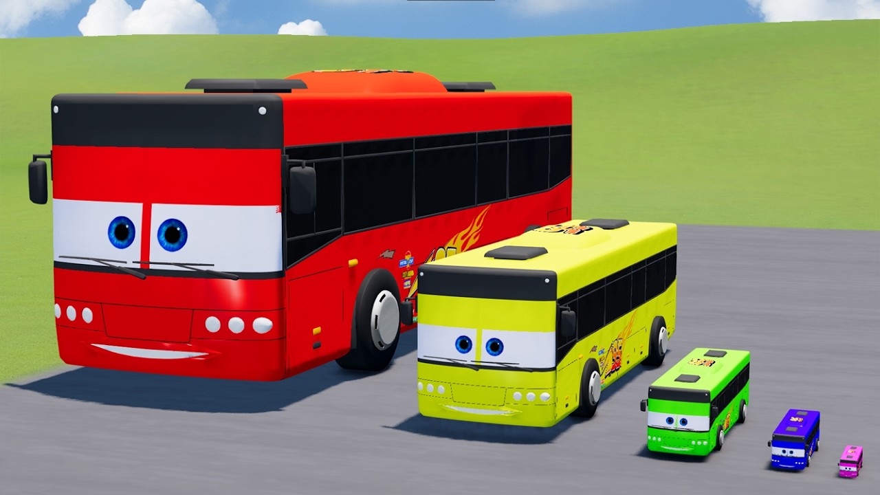 Big & Small Colors McQueen Bus VS Extreme Road💥