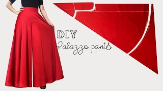 Very Easy Circular Palazzo Pants Cutting and Stitching | DIY umbrella palazzo for beginners