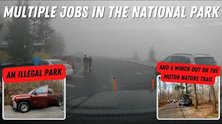 Illegal Park, Winching On The Motor Nature Trail & A Flat Tire At Clingmans Dome