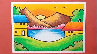 How To Draw Village House Scenery.