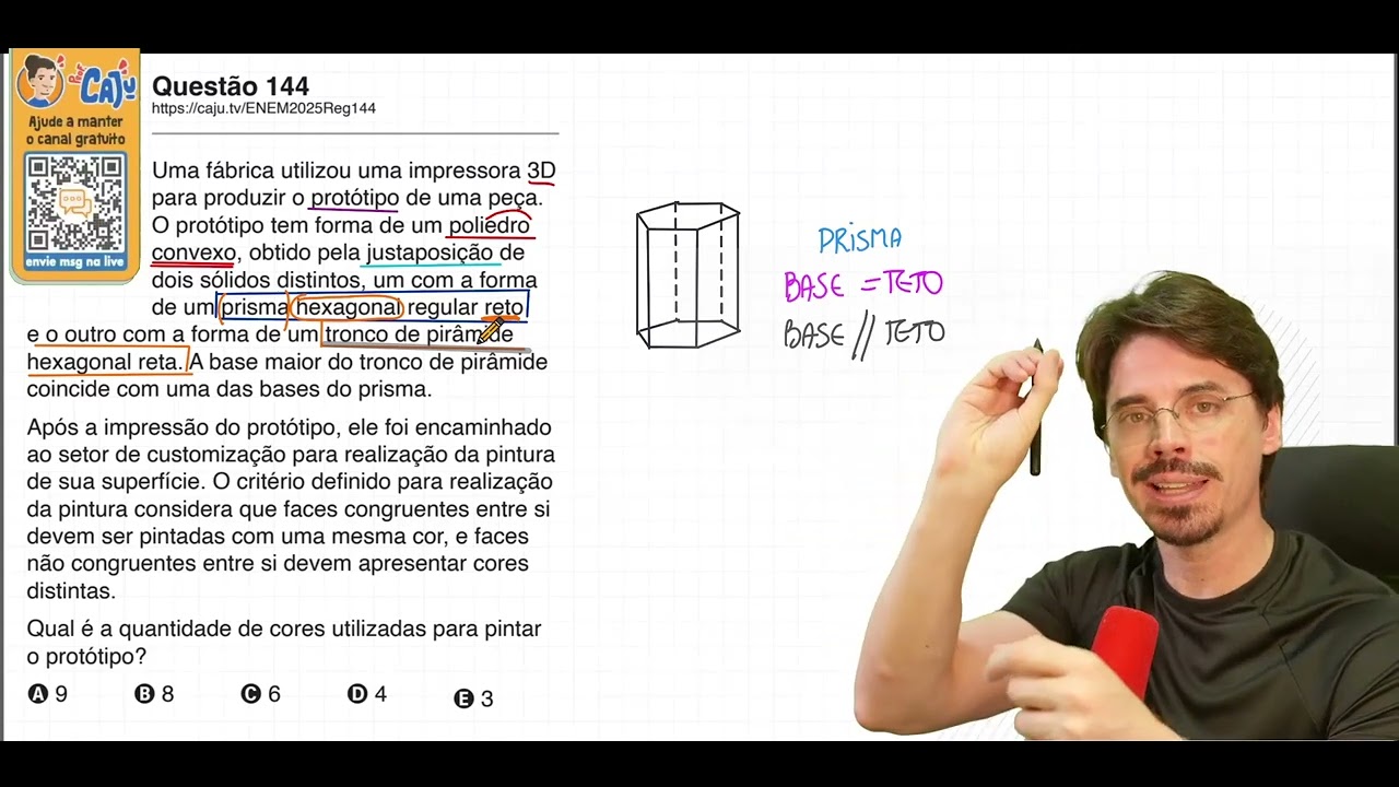 [ENEM 2025] 144 📘 GEOMETRIA ESPACIAL Uma fábrica utilizou uma impressora 3D para produzir o