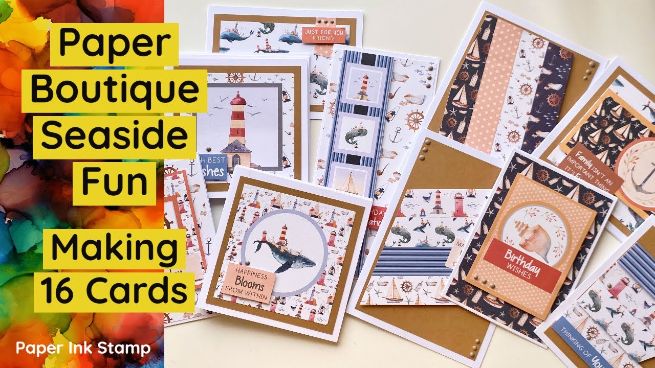 Making 16 Cards With The Paper Boutique Seaside Fun Paper Kit