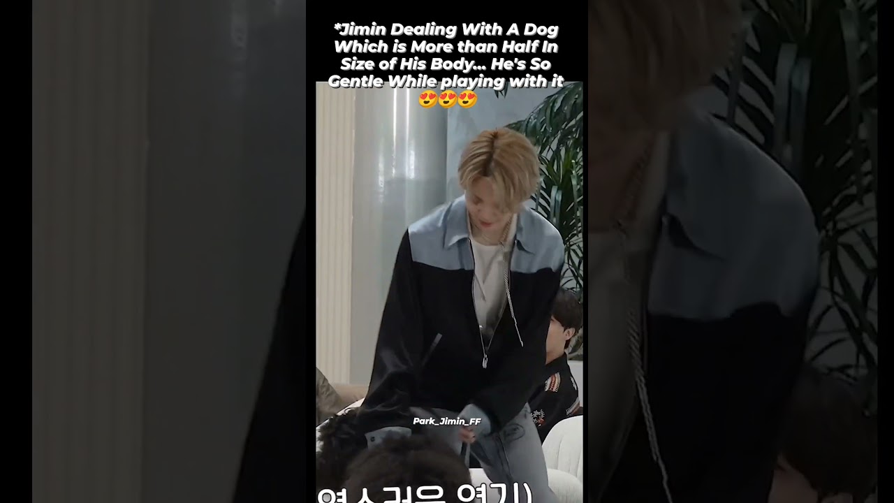 Jimin Playing With A Dog More Than Half in His Size🤣🤣🤣