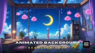 Animated Background - Dreamy Enchanted Bedroom Night | Moonlight Lighthouse Cozy Lofi screenshot 4