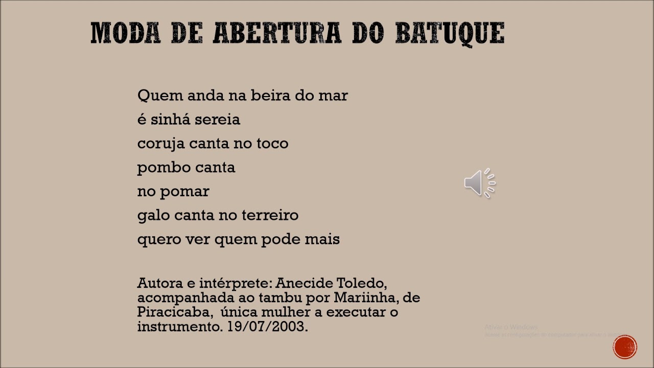 Moda de abertura do batuque