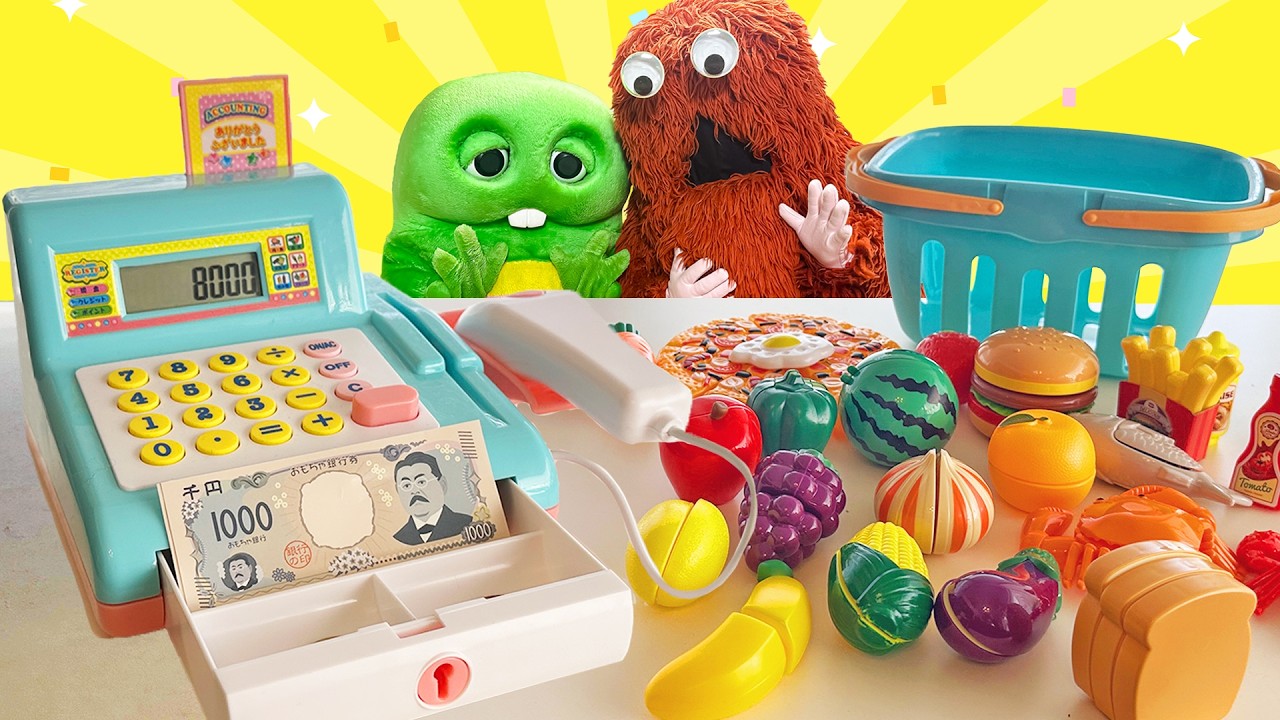 Pretend Store Play] Gachapin and Mukku go shopping at the