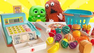 [Pretend Store Play] Gachapin and Mukku go shopping at the supermarket! Can they become good stor... screenshot 4