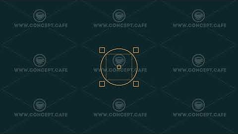 Animated HUD infographic element composed of squares and circles.