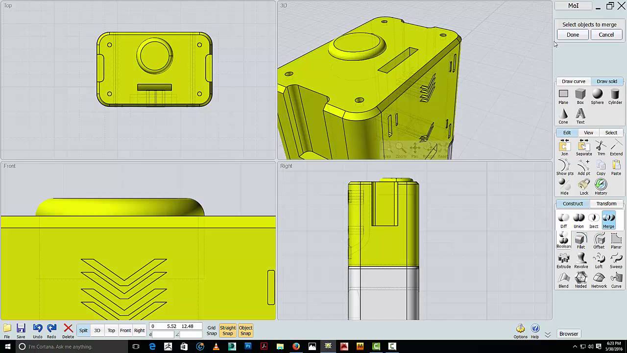 Moi3d Sci-Fi box modelling