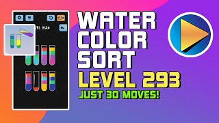 Water Color Sort Level 293 Walkthrough [30 Moves!]