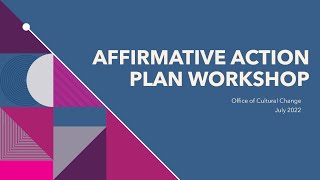 Affirmative Action Plan Workshop