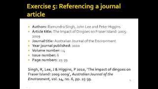 Referencing and Reference Lists