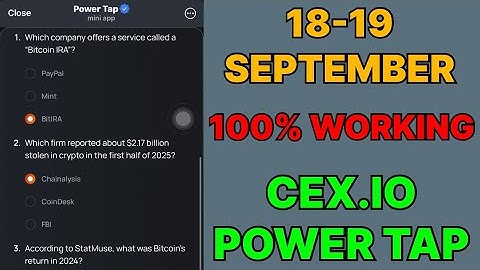 Cex.IO Quiz Answers Today 18 & 19 September | Cex.io Daily Quiz | Cex io daily combo | 
