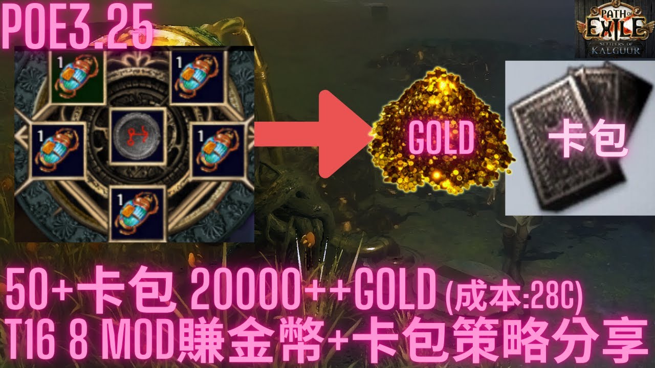 POE3.25 T16 8mod賺金幣+卡包策略分享 一場28c成本 IQIR越高越好 搭配祭祀大爆卡Combo 實機測試2場 Settlers of  Kalguur | 卡爾葛拓荒者 #粵語