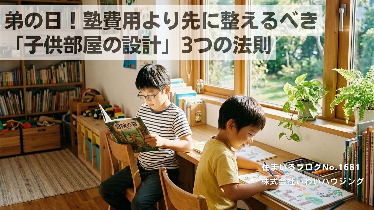 20260306 弟の日！塾費用より先に整えるべき「子供部屋の設計」3つの法則| 愛知県一宮市 いわいハウジング一級建築士事務所