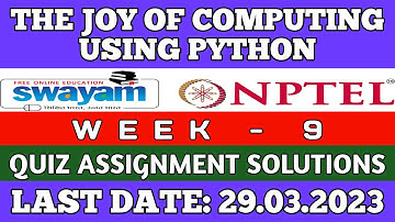 NPTEL The Joy of Computing using Python Week 9 Quiz Assignment Solutions | July 2023 | IIT Ropar