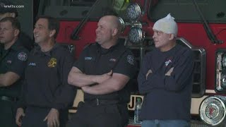 Injured Jefferson Parish fireman visits unit for first time since Metairie condo fire