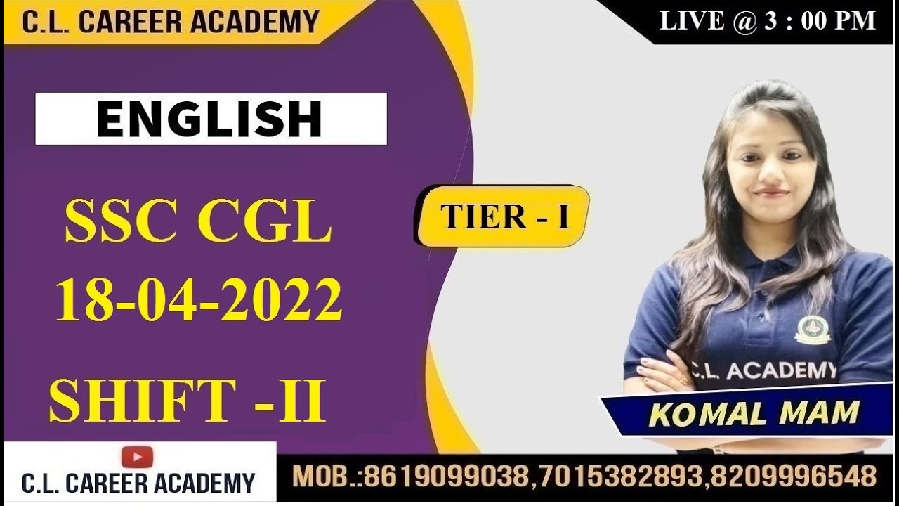ENGLISH | 18 APRIL  2022 | SHIFT 2 | SSC CGL 2022 | PREVIOUS YEAR QUESTIONS