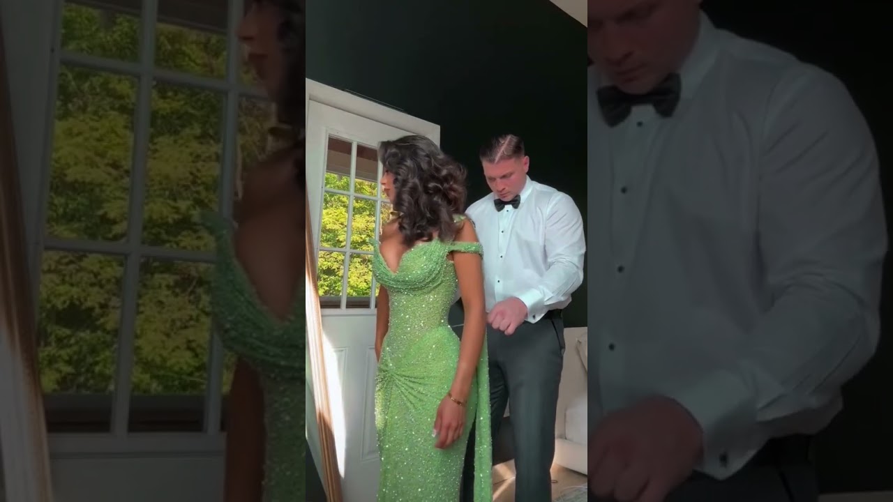 To order this green crystal gown DM Elegant couture gown crafted in a rich green tone, fully